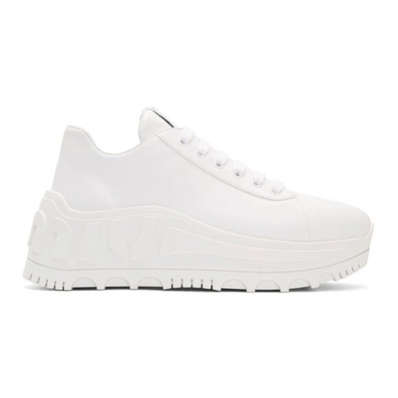 NWT Miu Miu Platform Low-top Sneakers White Leather Lace Up Sz 41 - Picture 1 of 10